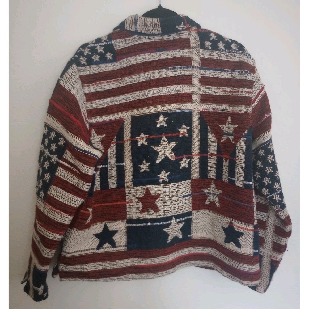 Coldwater Creek Tapestry Jacket American Flag Art To Wear Patriotic Size Large - Picture 2 of 4
